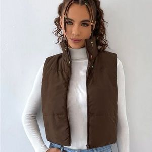 Brand new SHEIN crop puff vest! Brown size small!